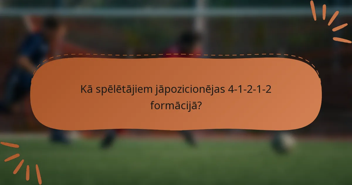 Kā spēlētājiem jāpozicionējas 4-1-2-1-2 formācijā?