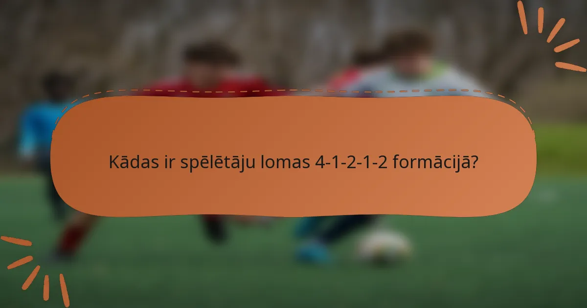 Kādas ir spēlētāju lomas 4-1-2-1-2 formācijā?